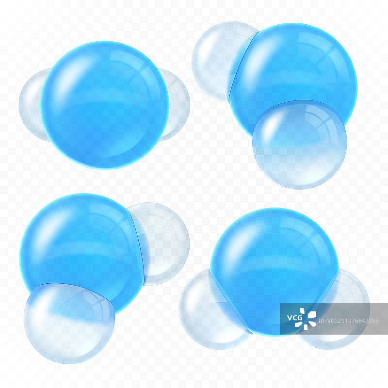 透明背景上的孤立水分子图片素材