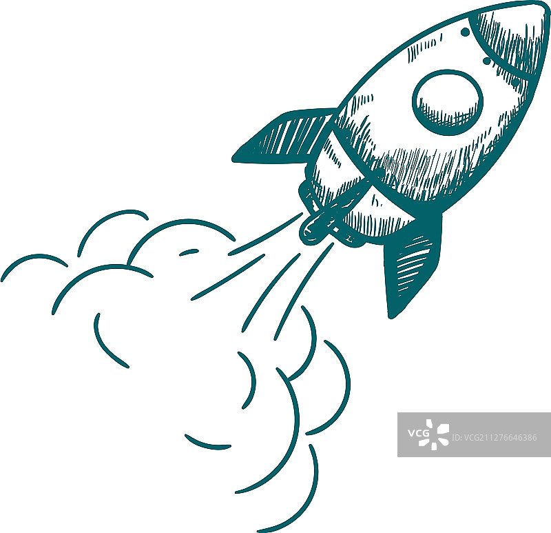 手绘风格火箭发射图片素材