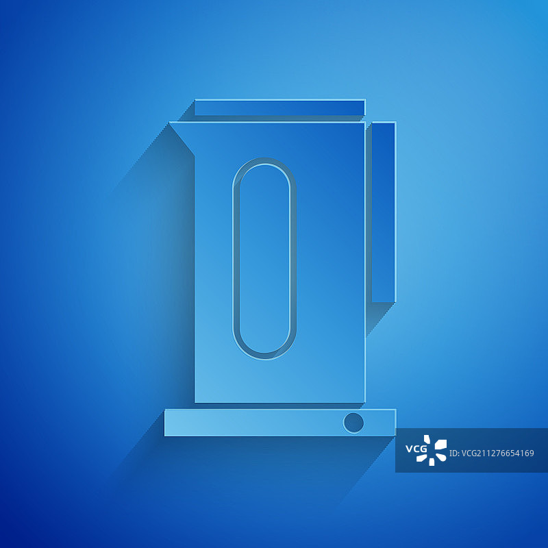 蓝色背景上的纸剪水壶图标图片素材