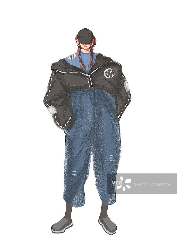 可爱时尚女孩站姿图片素材