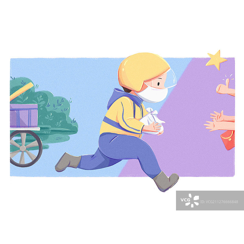 奔跑外卖小哥插画图片素材