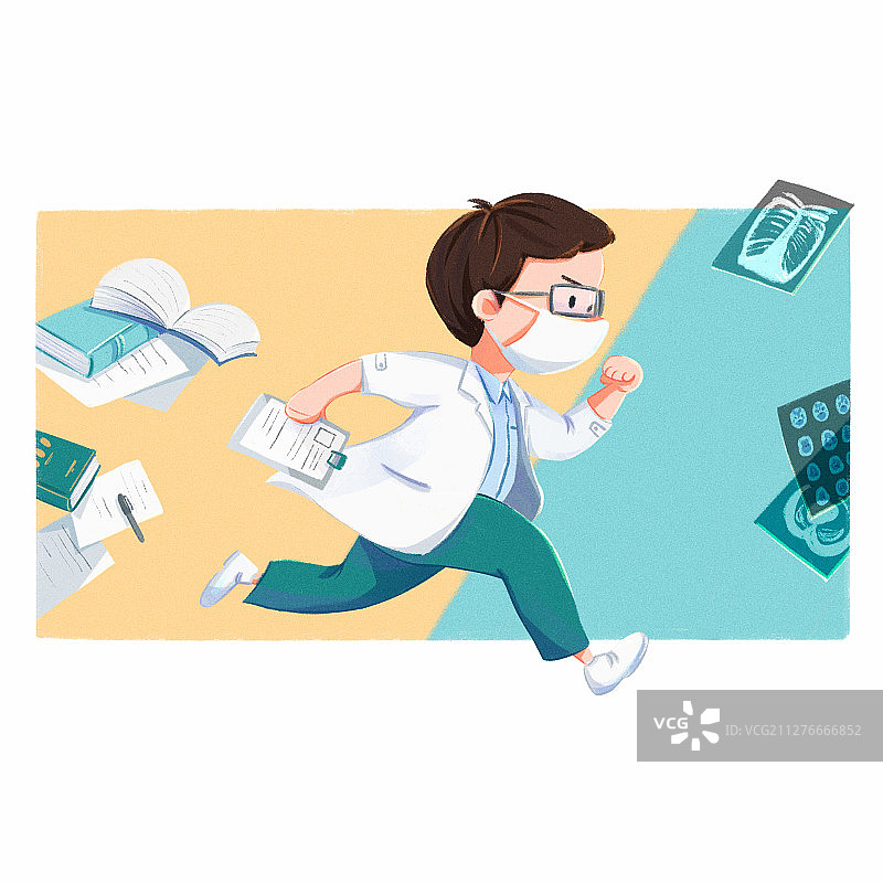 奔跑医生医疗插画图片素材