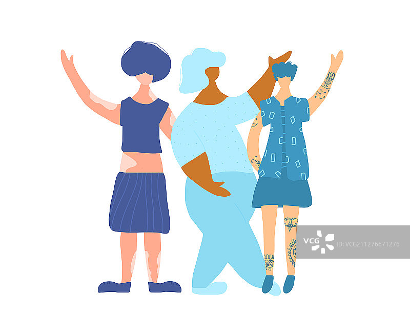 身体积极概念彩色扁平设计图片素材