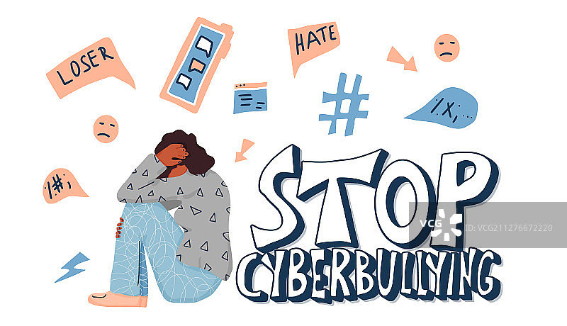 停止网络欺凌手绘标志图片素材