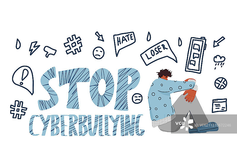 停止网络欺凌手绘标志图片素材