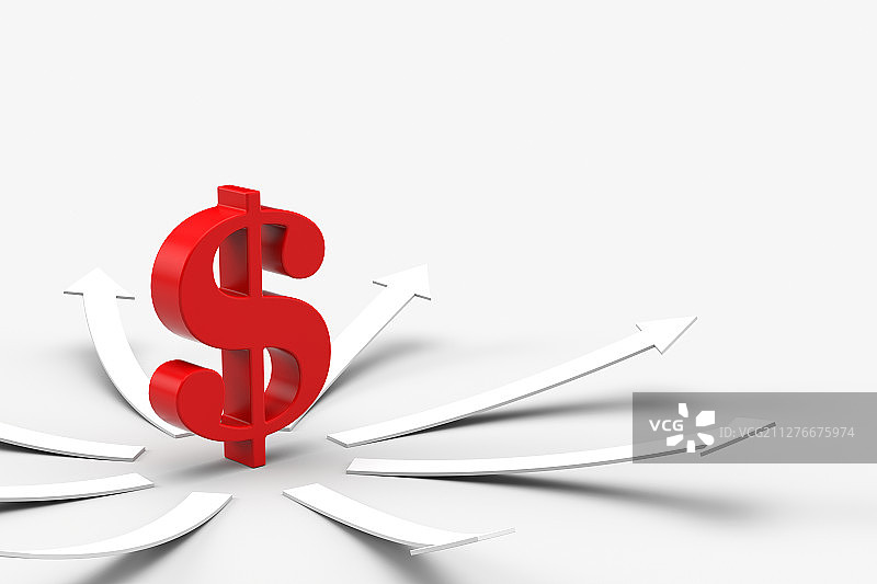 3D箭头和货币符号图片素材
