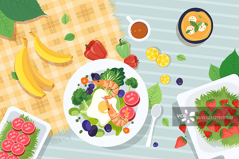 美食活动餐饮食品健康营养背景矢量插画图片素材