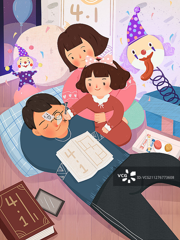 愚人节家庭愚人玩耍嬉闹愉悦作弄图片素材