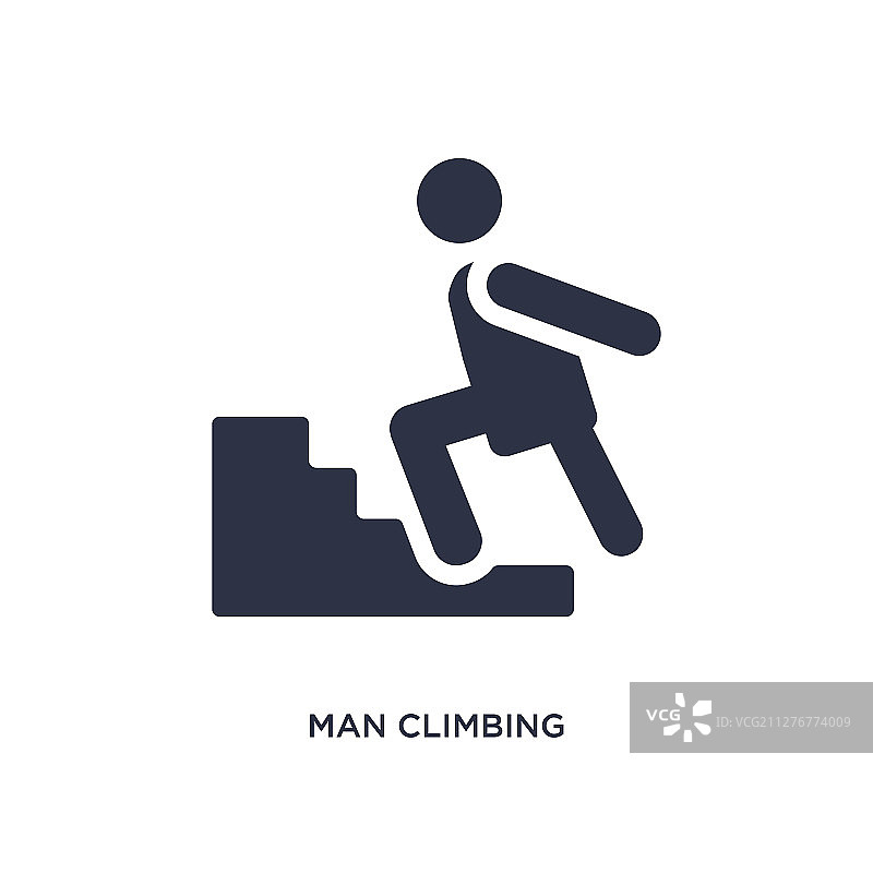 白色背景上的男人攀爬图标图片素材