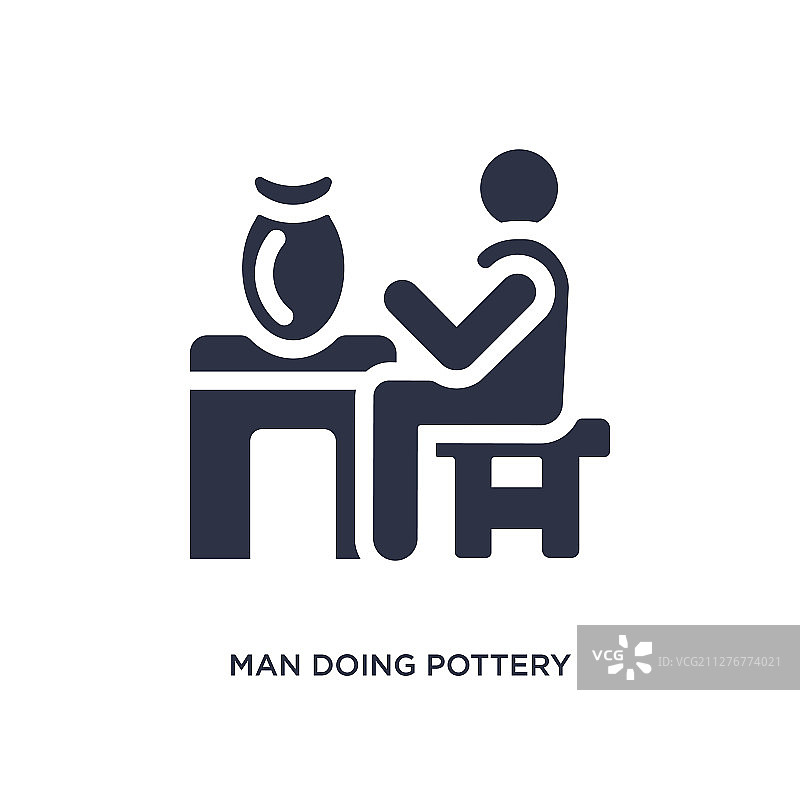 男人做陶器图标，白色背景简约图片素材