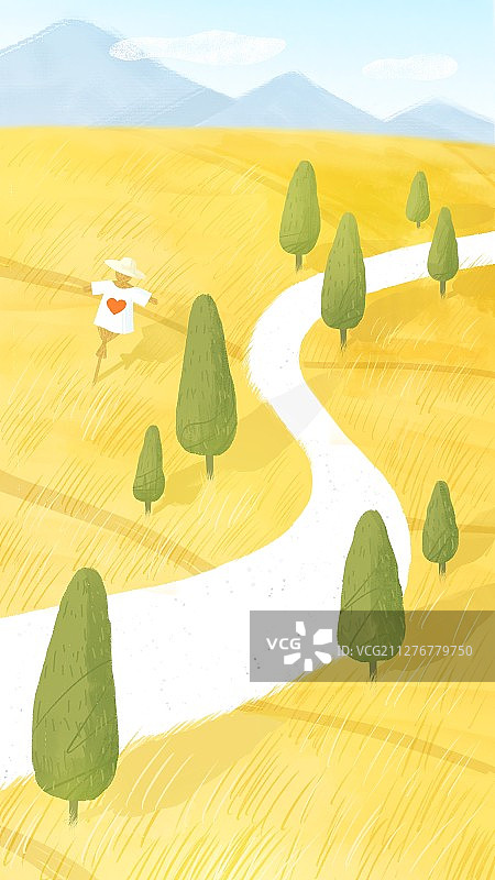 二十四节气插画之小满图片素材