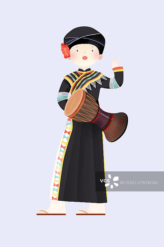 中国传统文化少数民族拉祜族服饰插画图片素材