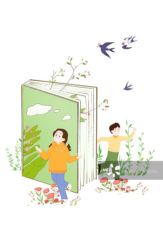 寒假过后春季开学读书的少年图片素材