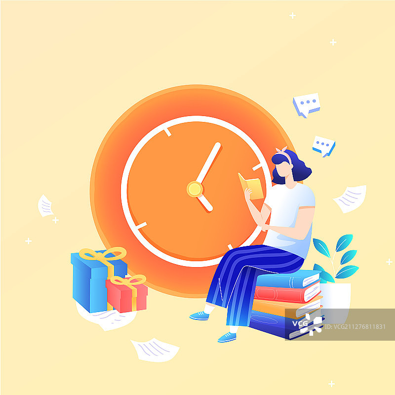 在线教育学生读书新学期学习高考加油考试矢量插画图片素材