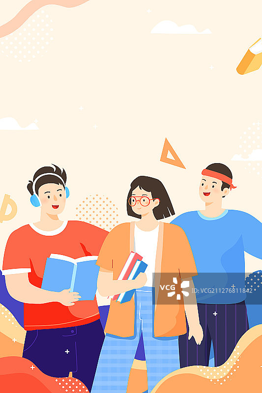 在线教育学生读书新学期学习高考加油考试矢量插画图片素材