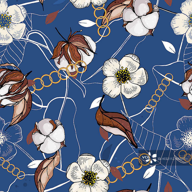 带有棉花的巴洛克抽象图案图片素材