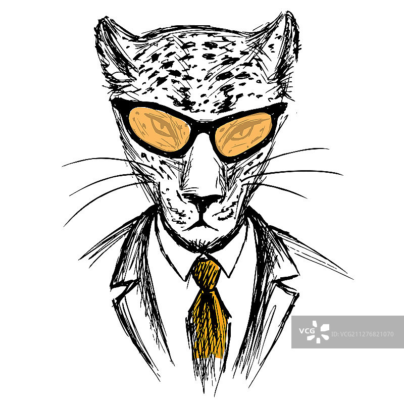 手绘时尚豹纹嘻哈风人像图片素材