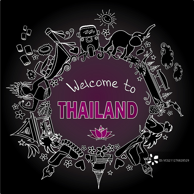 泰国彩色图标和符号集图片素材