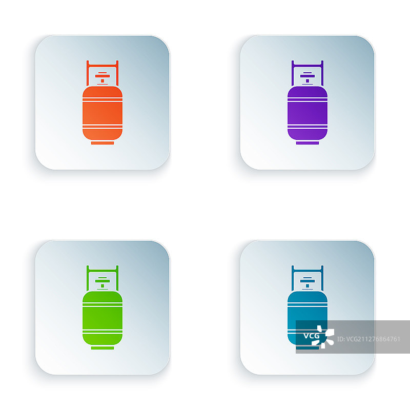 丙烷气罐彩色图标，白色背景图片素材