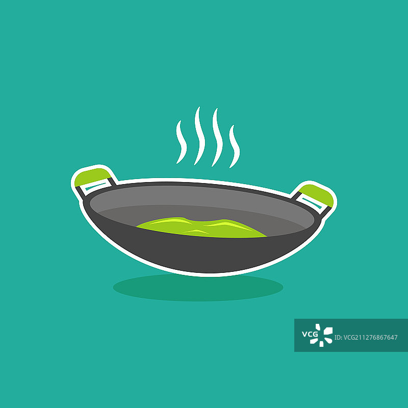炒锅炊具贴纸图标图片素材