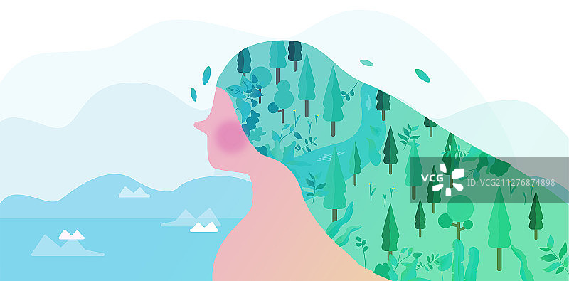 地球母亲的绿色环保插画图片素材