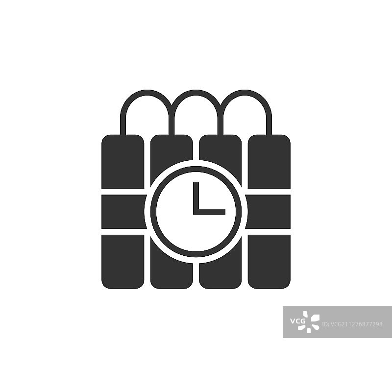 白色背景上的扁平风格炸弹图标图片素材