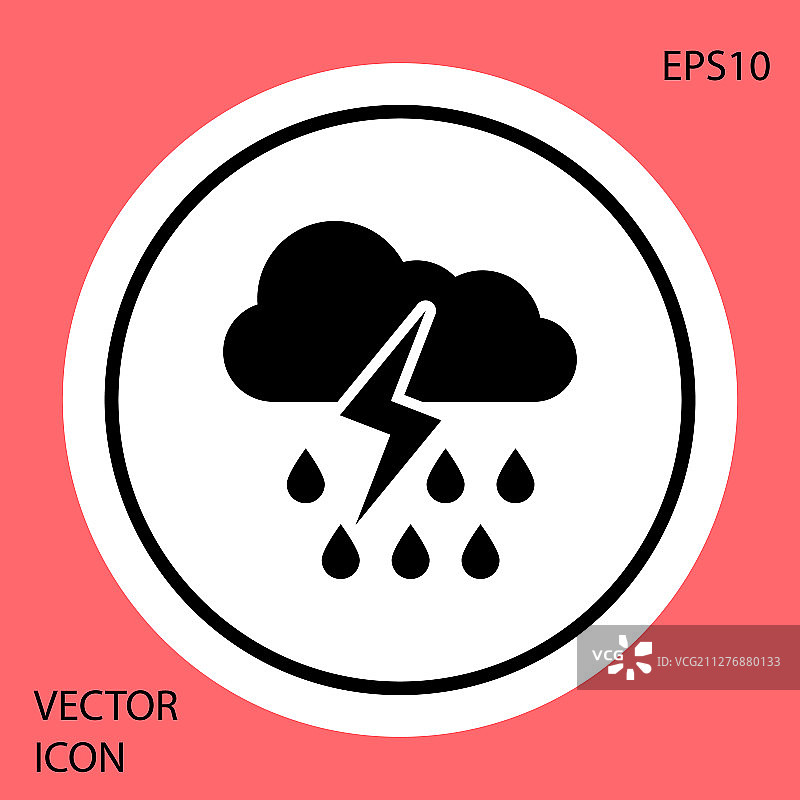 带有雨和闪电的黑色云朵图标图片素材