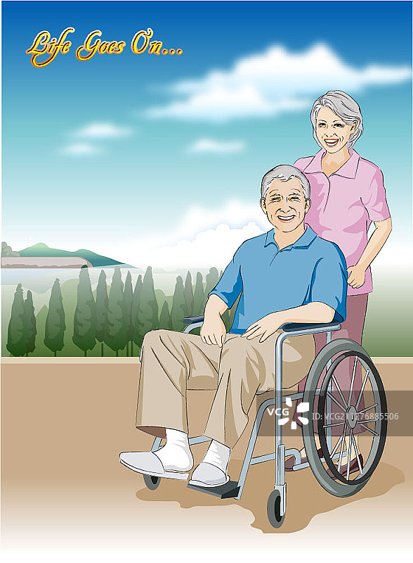 老年夫妇插画图片素材