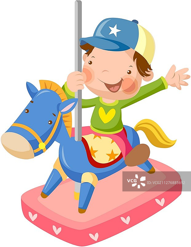 旋转木马上的男孩图片素材