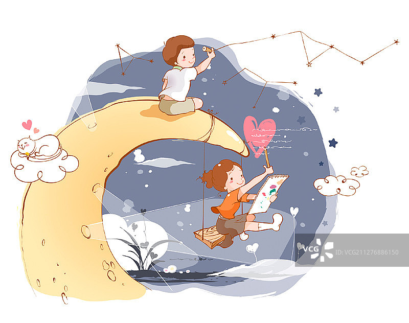 年轻夫妇矢量插画图片素材