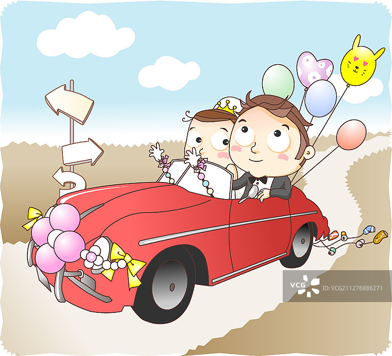 新婚夫妇主题矢量插画图片素材