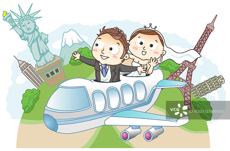 新婚夫妇主题矢量插画图片素材