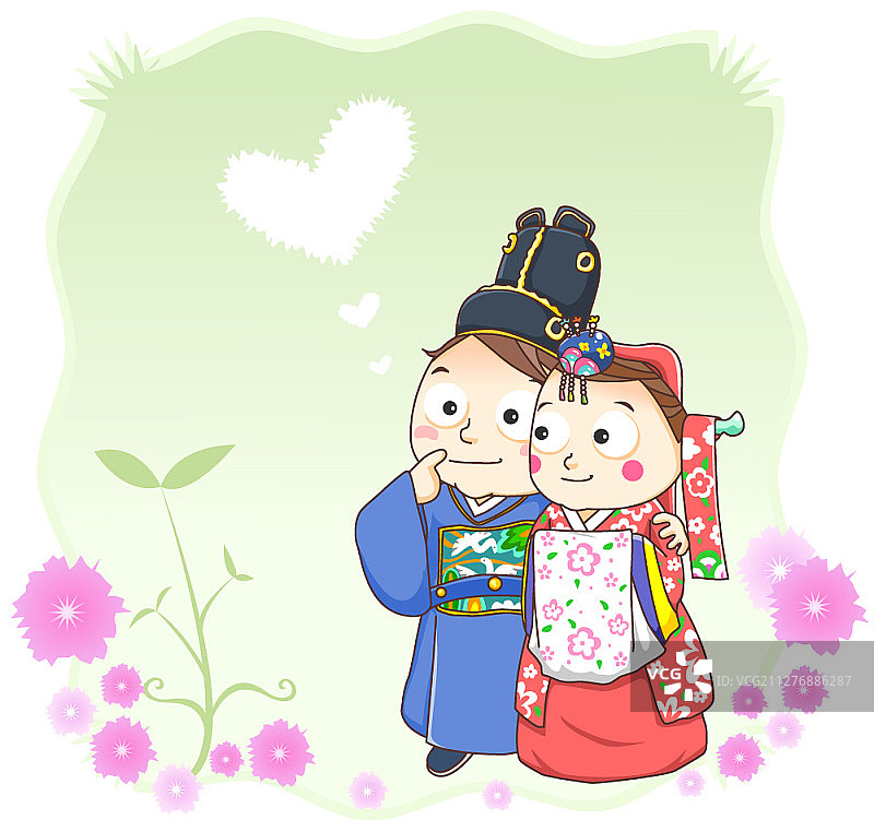 新婚夫妇主题矢量插画图片素材