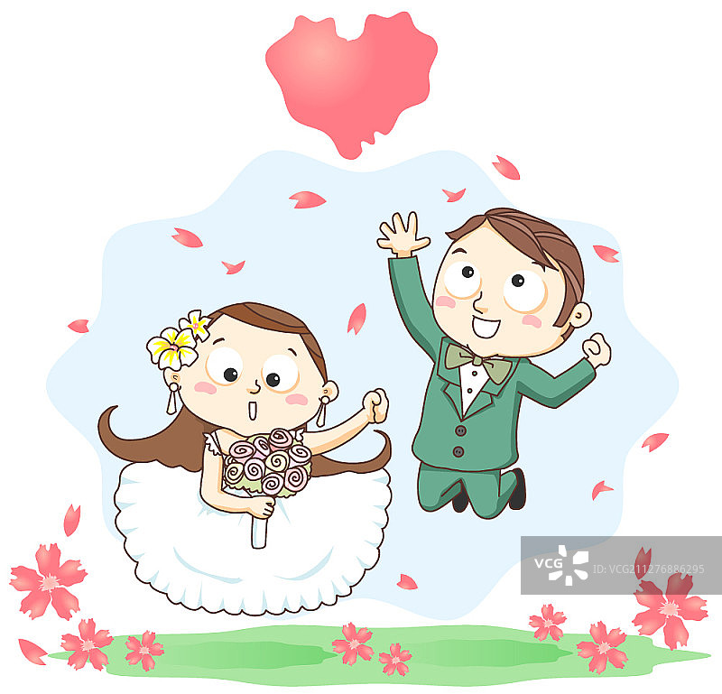 新婚夫妇主题矢量插画图片素材
