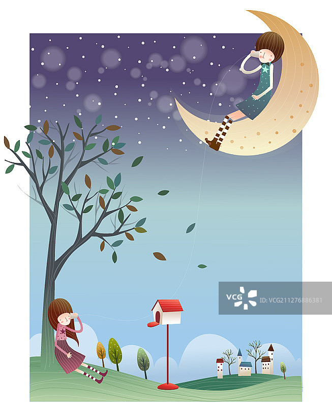 情侣与四季矢量插画图片素材