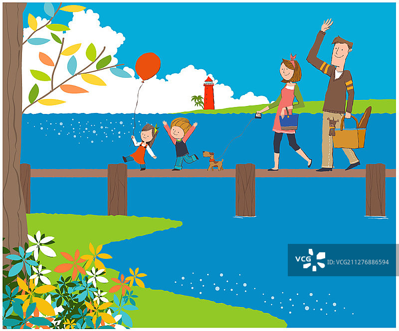 家庭主题的彩色矢量插画图片素材