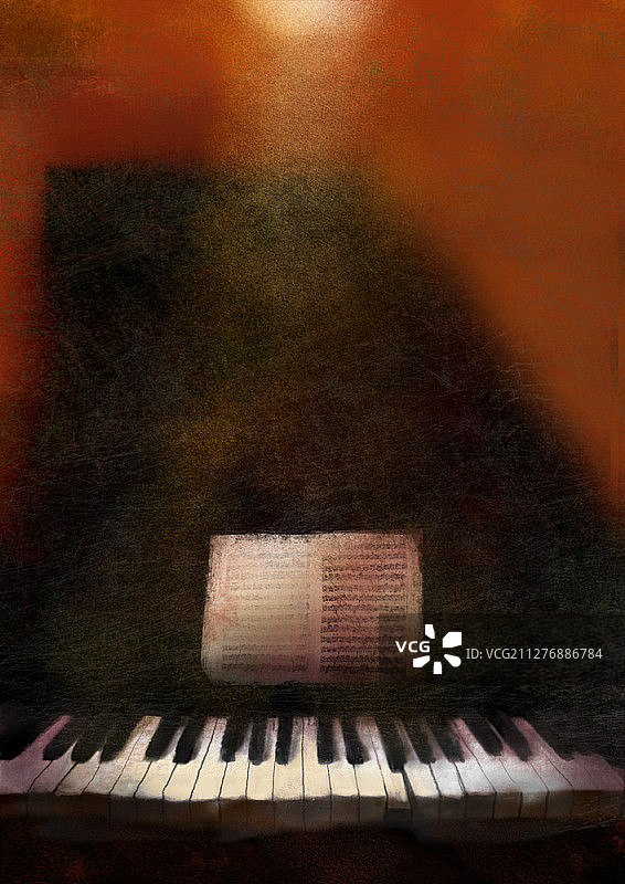 黑色钢琴插画图片素材