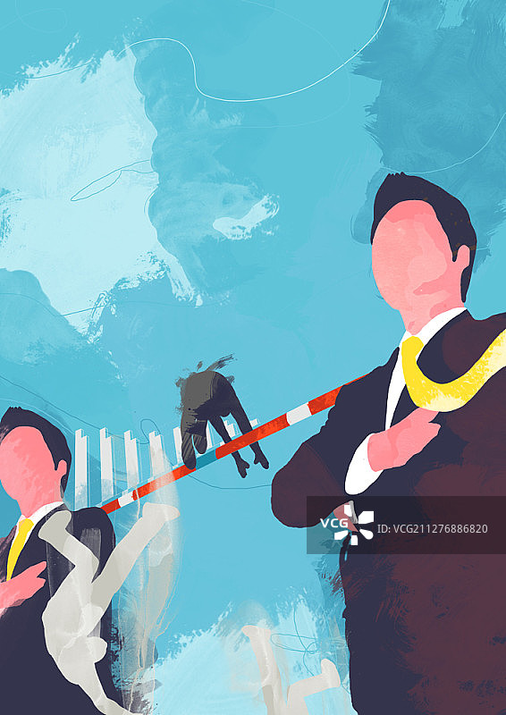 年轻商人和跳高运动员插画图片素材
