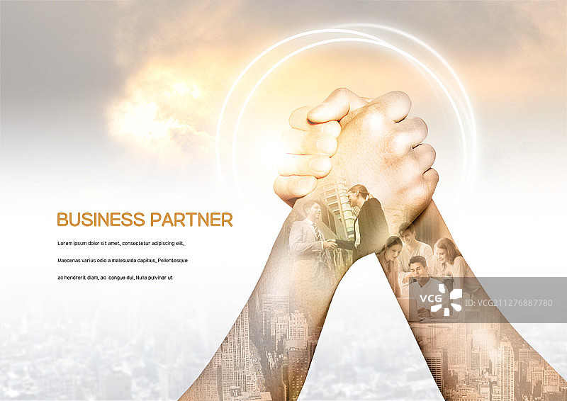 以握手为主题的商业伙伴海报图片素材