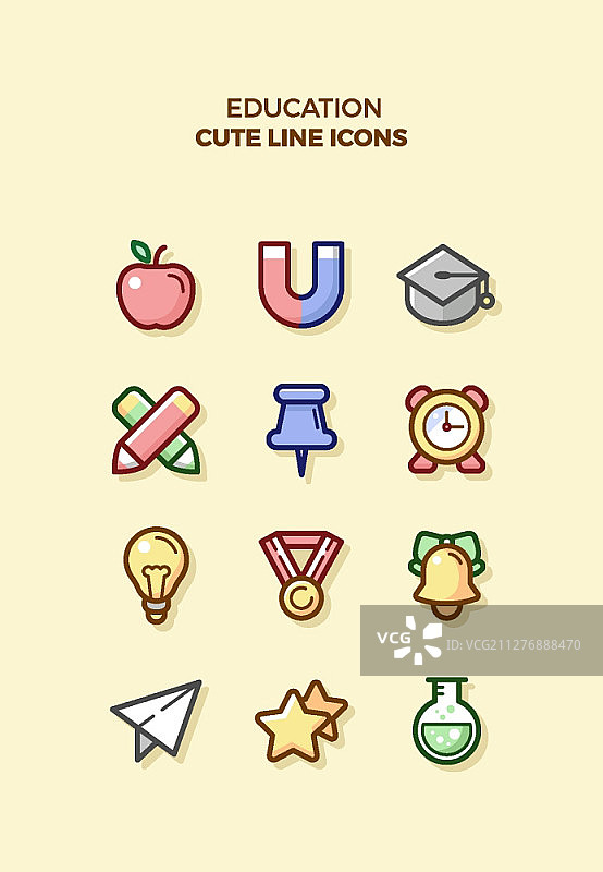 可爱的线条矢量图标图片素材