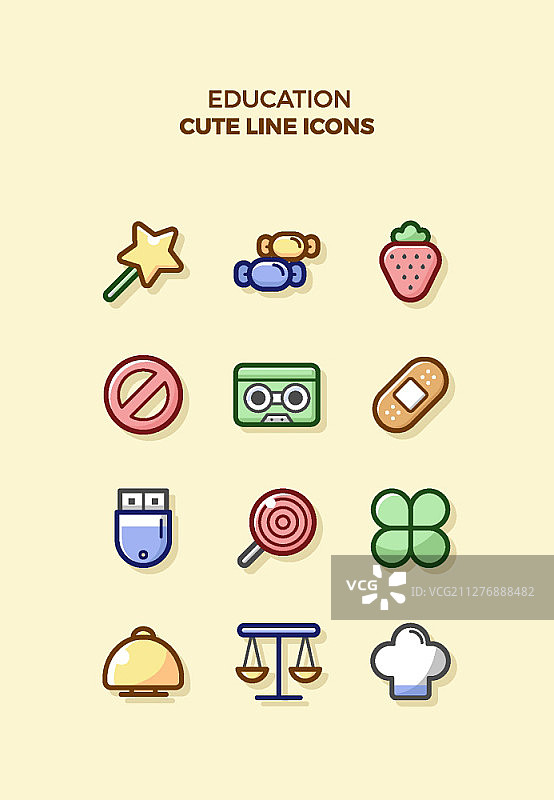 可爱的线条矢量图标图片素材