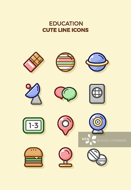 可爱的线条矢量图标图片素材