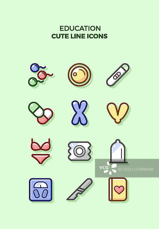 可爱的线条矢量图标图片素材