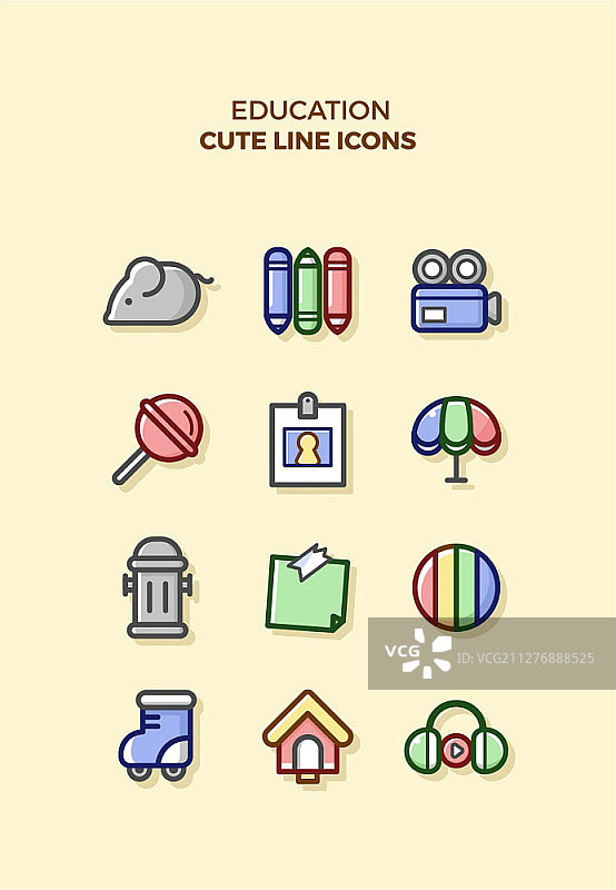 可爱的线条矢量图标图片素材