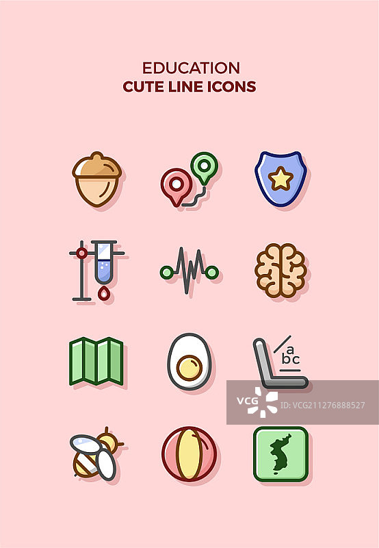 可爱的线条矢量图标图片素材