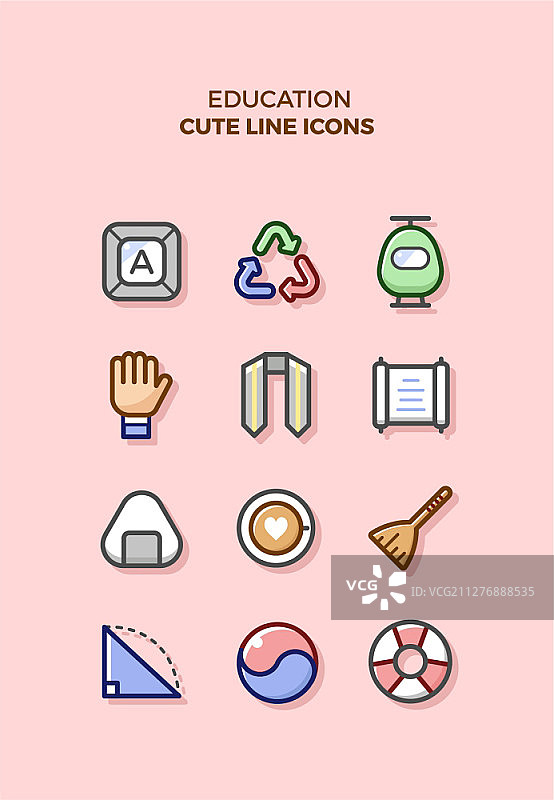 可爱的线条矢量图标图片素材