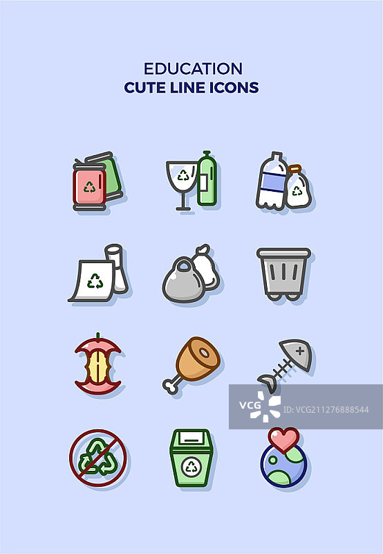 可爱的线条矢量图标图片素材