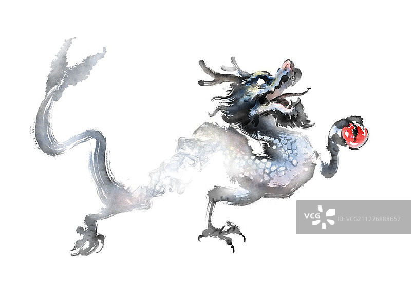 水墨画龙插画图片素材