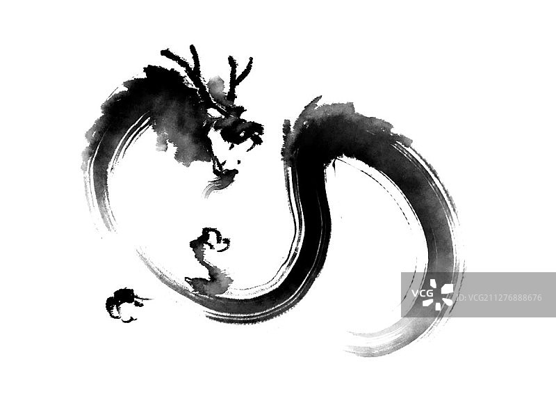 水墨画龙插画图片素材