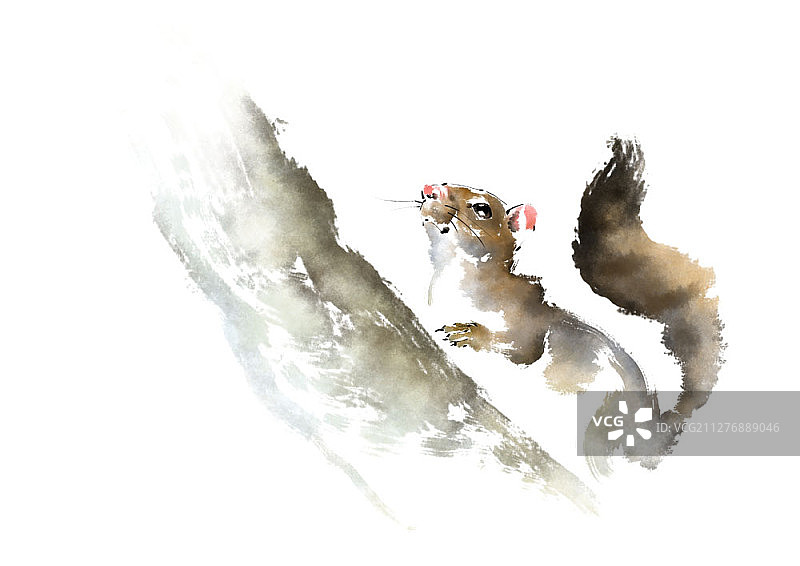 水墨画风松鼠图片素材